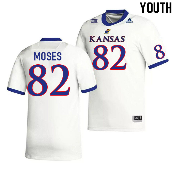 Youth #82 Isreal Moses Kansas Jayhawks College Football Jerseys Stitched Sale-White - Click Image to Close